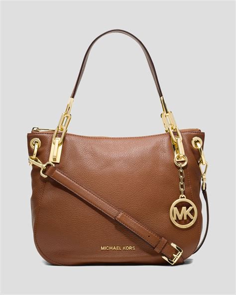 michael kors leather brown shoulder bag|michael kors slouchy shoulder bag.